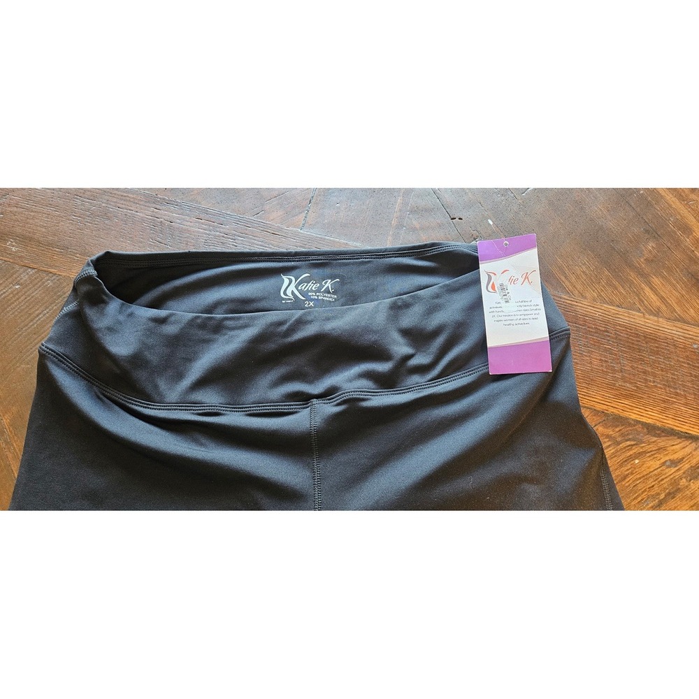 HTF Katie K Women's Black Active Leggings‎ Pants Poly/Spandex Plus 2X Dia Co NWT